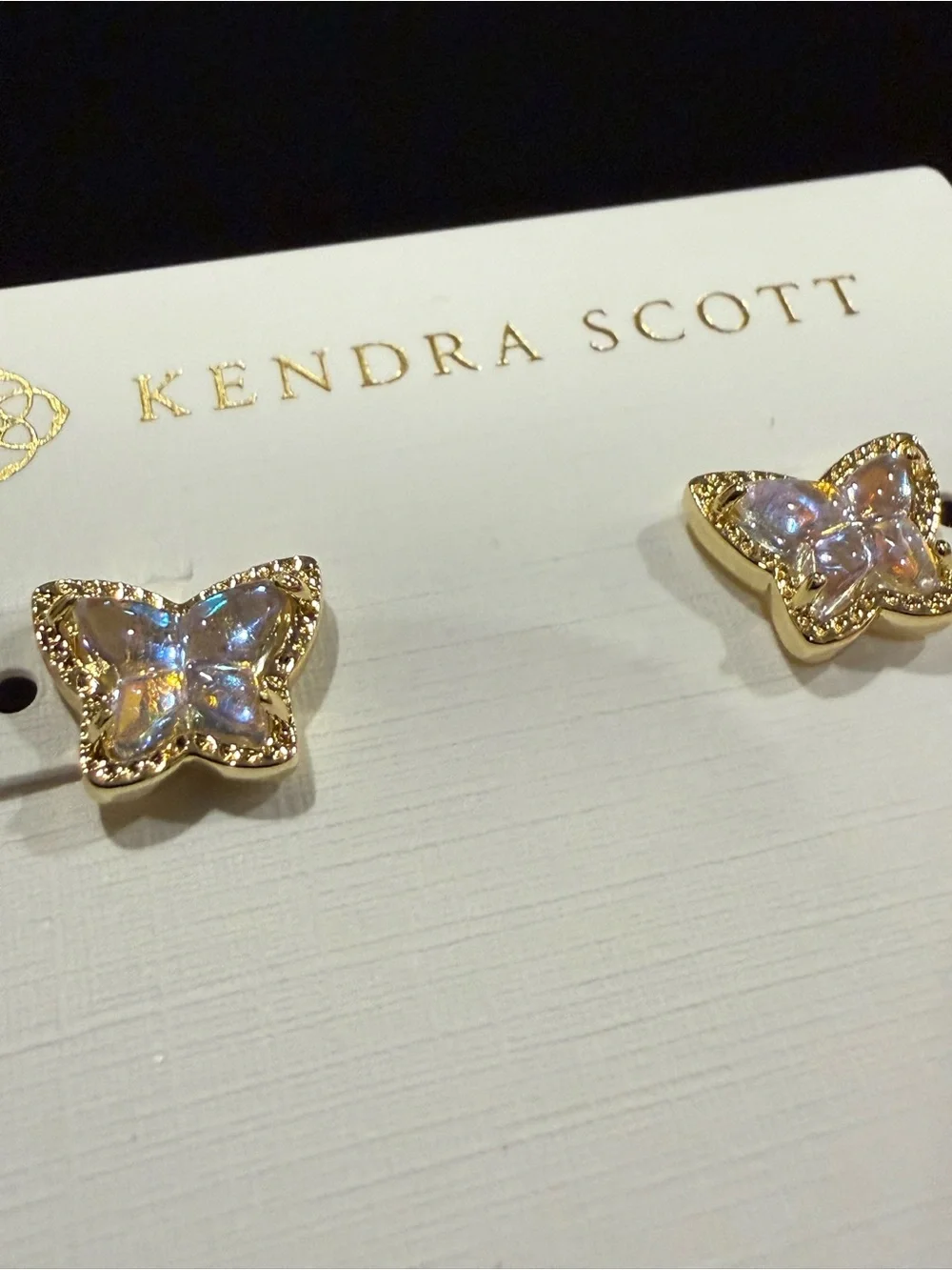 Kendra Scott | Gold Plated Butterfly Stud Earrings w/ Iridescent Stones | Small